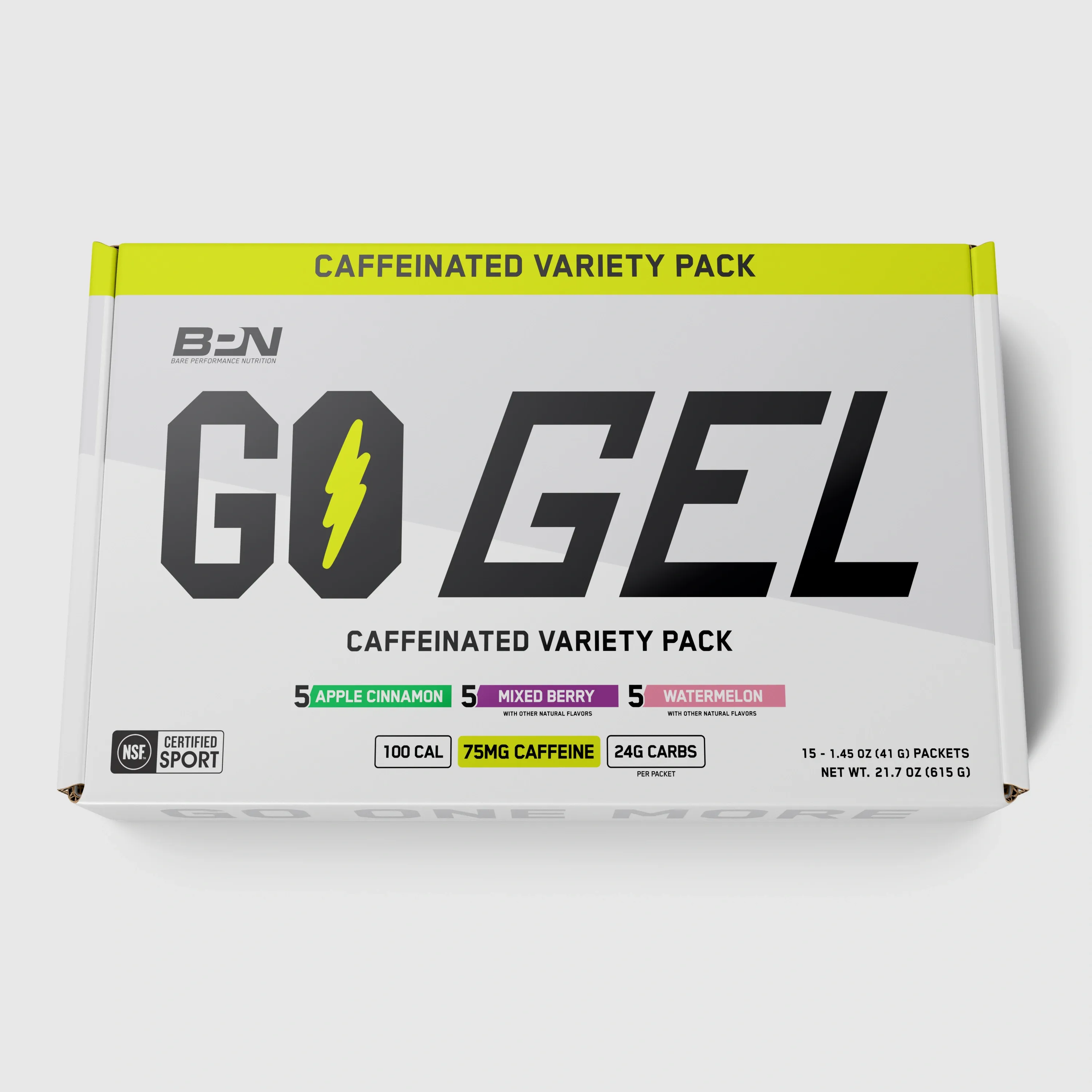 Closed white Go Gel Caffeinated Variety Pack box