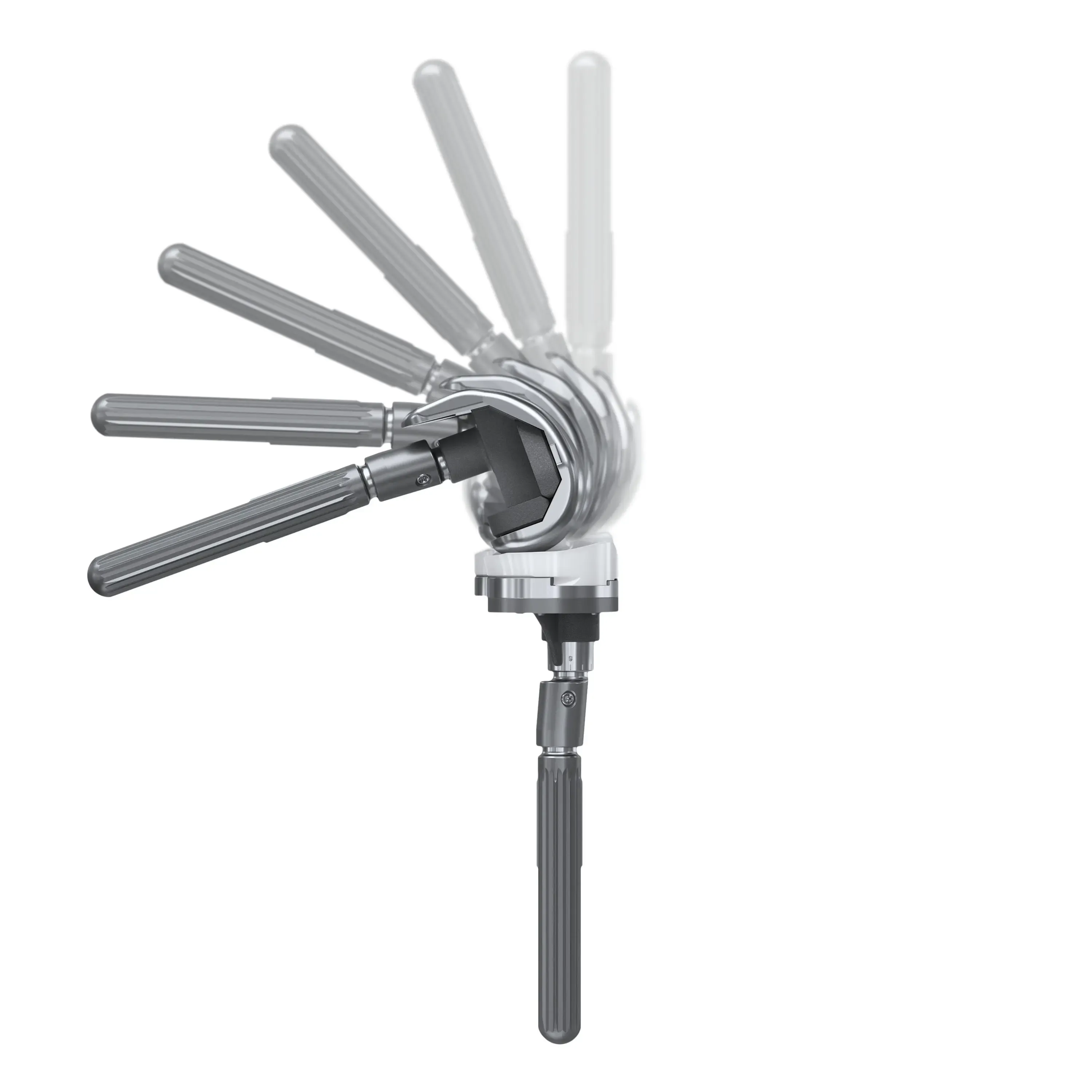 3D render of the MicroPort Evolution revision knee system shown at several stages of bending